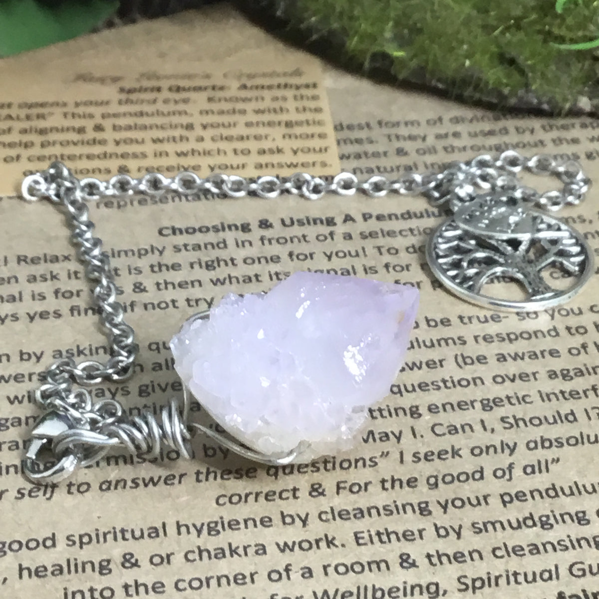 PENDULUM FOR DIVINATION & DE-CLUTTERING - Amethyst Spirit Quartz. Energy Work Tool