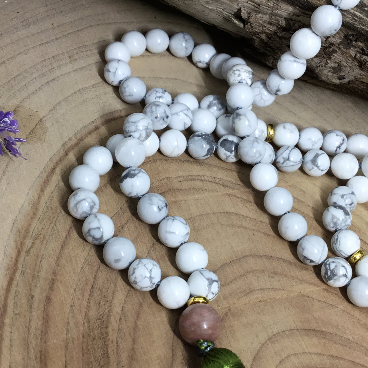 HOWLITE super calming crystal mala bead wearable energy necklace