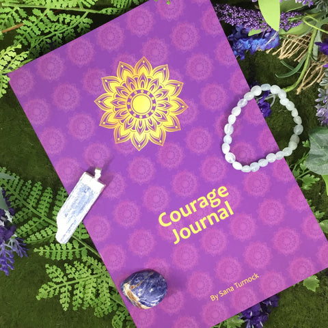 COURAGE UNRAVELED Journal and Crystal Gift Set - Crystals for Confidence & Courage