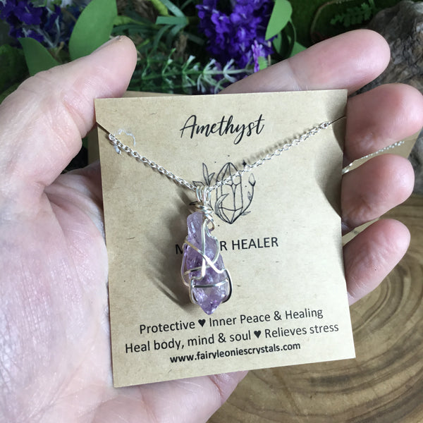 Wearable Energy AMETHYST Wire Wrapped Pendant