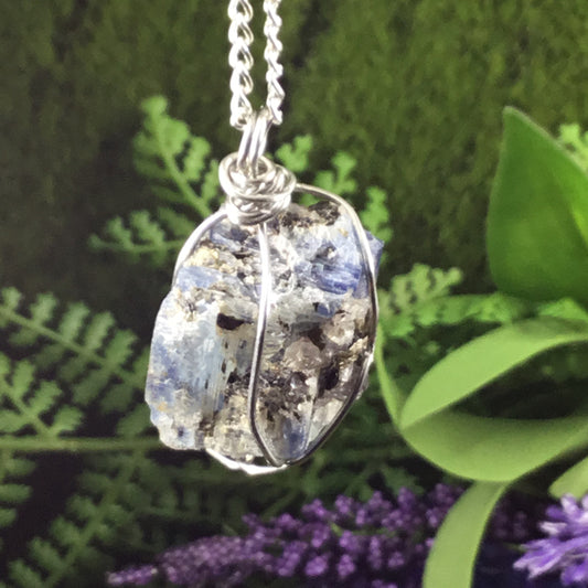 WEARABLE ENERGY- Natural Kyanite ‘alignment’ necklace pendant. Cleanse & Purify