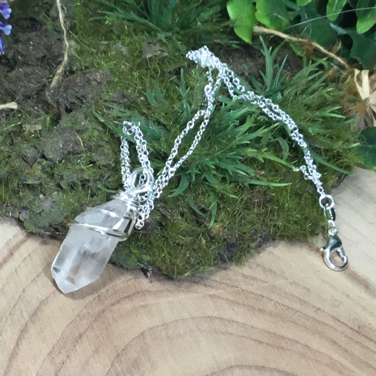 Clear quartz double terminated Quartz pendant