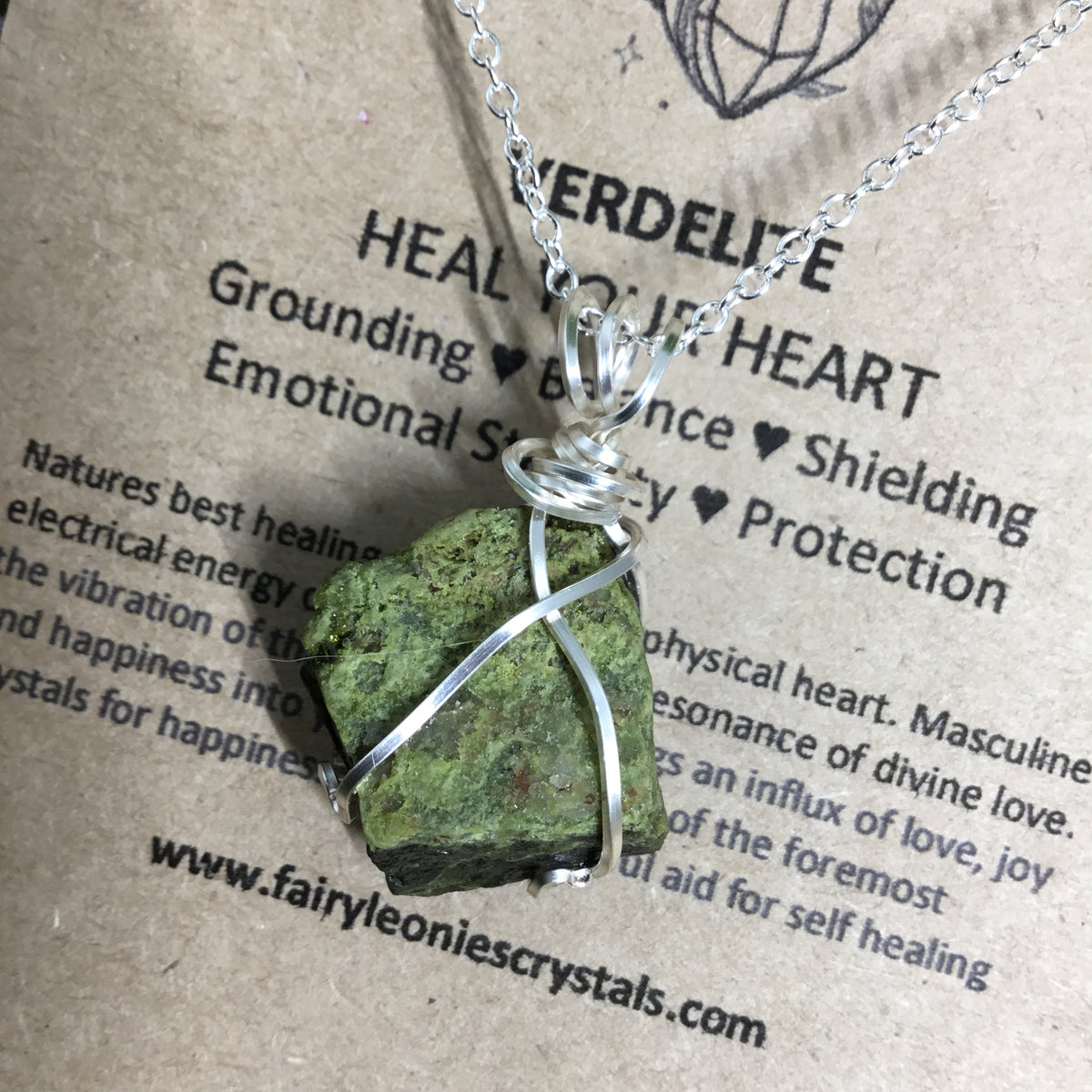 Wearable Energy GREEN TOURMALINE Wire Wrapped Pendant #1