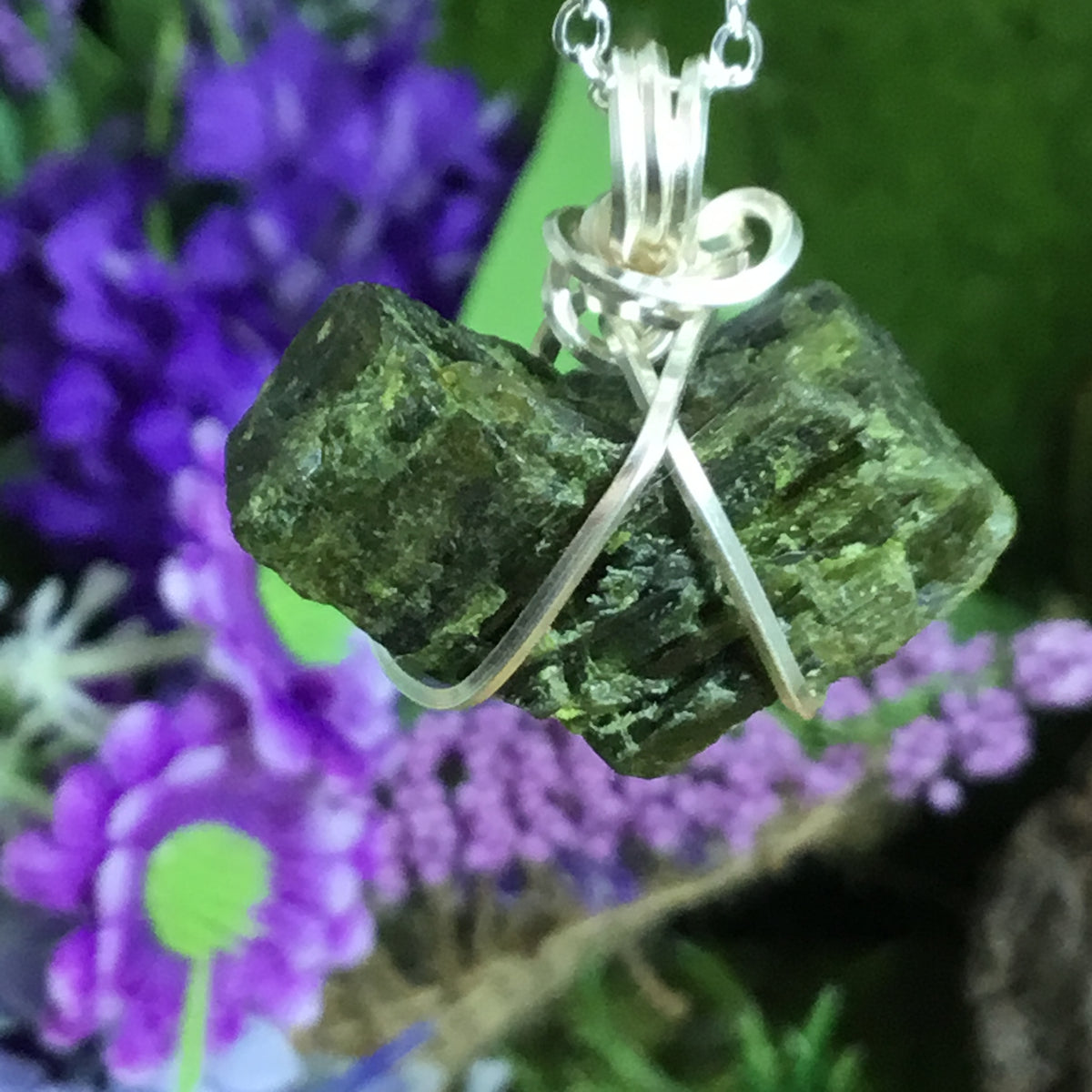 Wearable Energy GREEN TOURMALINE Wire Wrapped Pendant #2