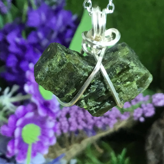 Wearable Energy GREEN TOURMALINE Wire Wrapped Pendant #2