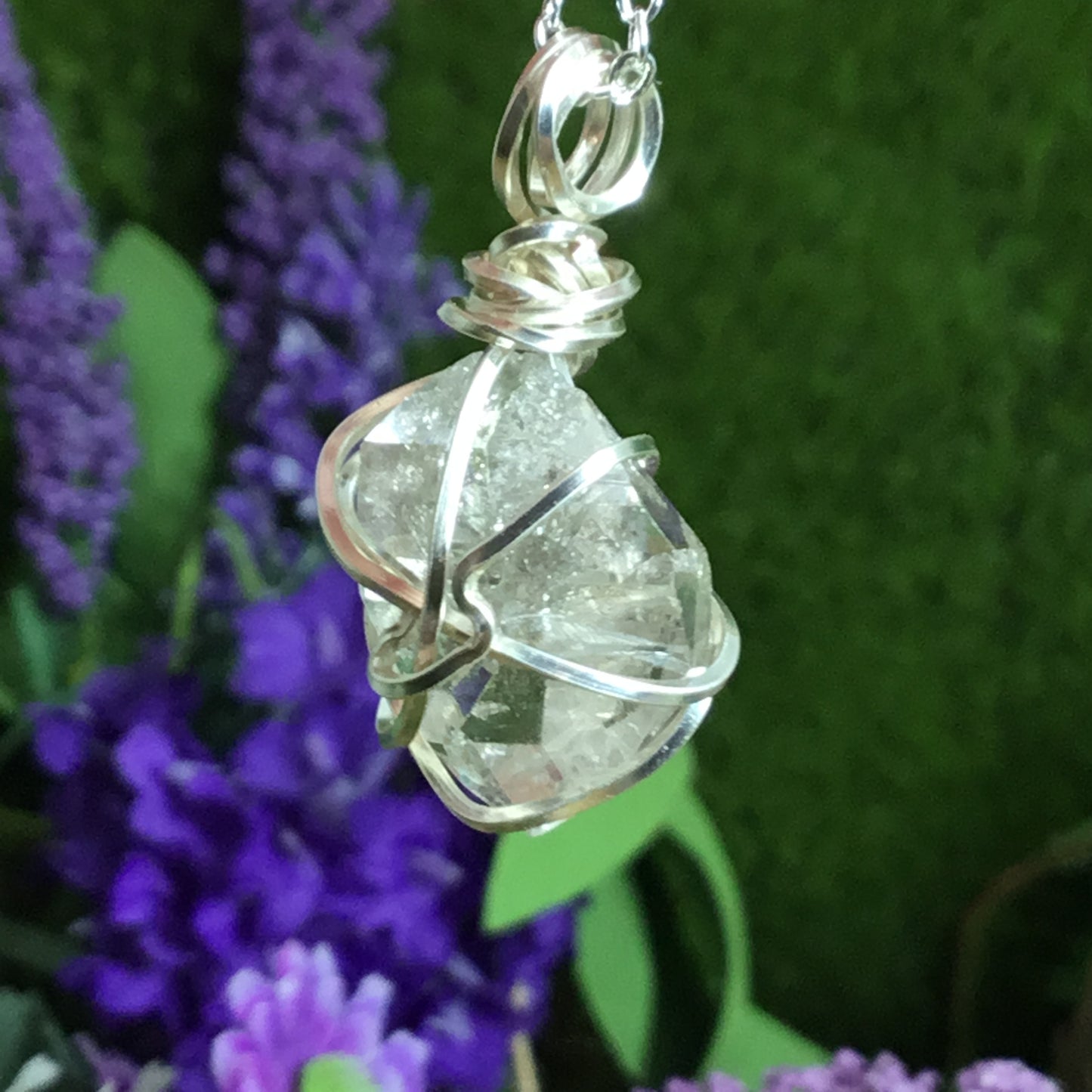 Wearable Energy PETROLEUM QUARTZ Wire Wrapped Pendant #1