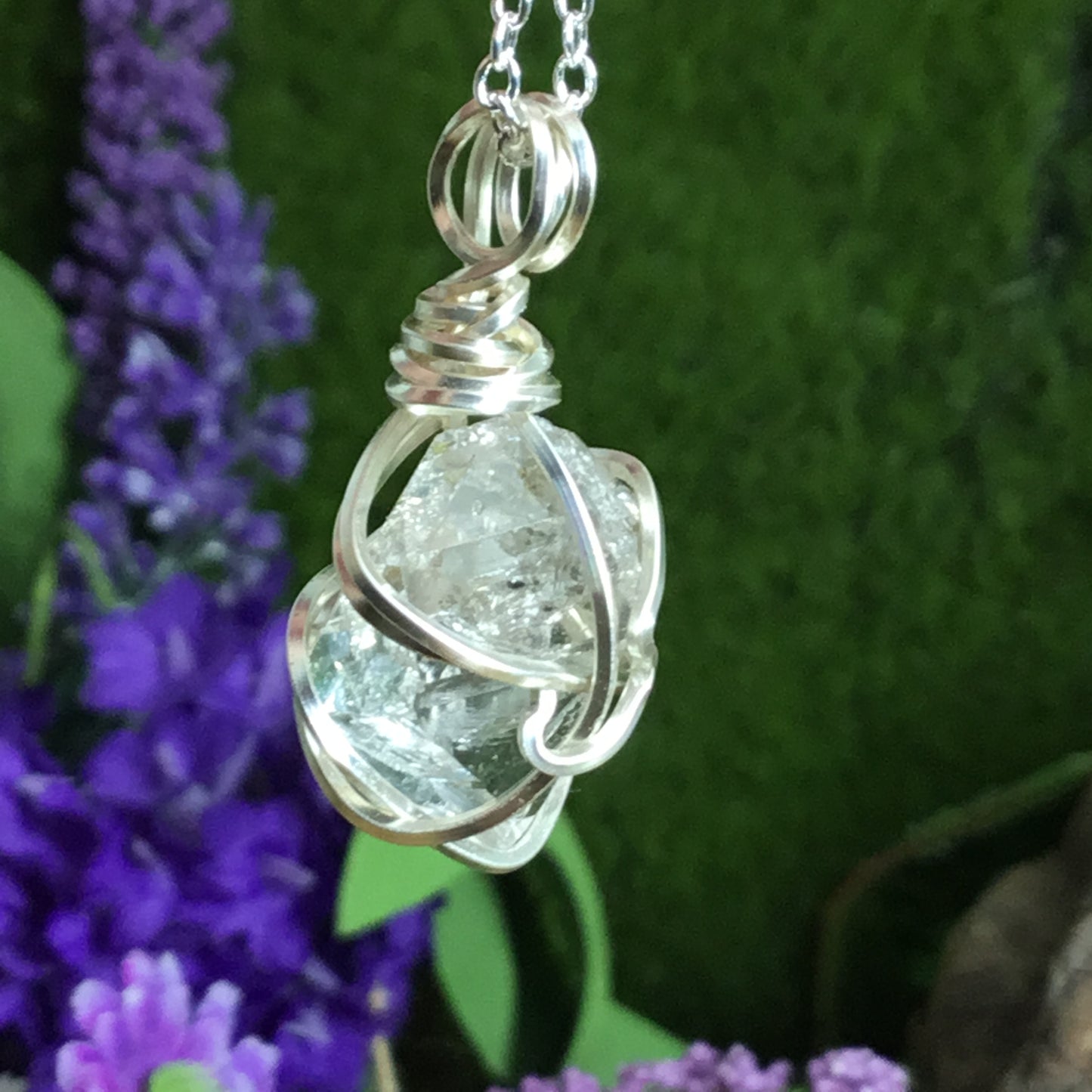 Wearable Energy PETROLEUM QUARTZ Wire Wrapped Pendant #1