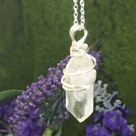Clear quartz double terminated Quartz pendant