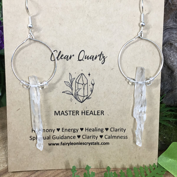 LIGHT WORKER Clear Quartz Earrings “F” growth interference